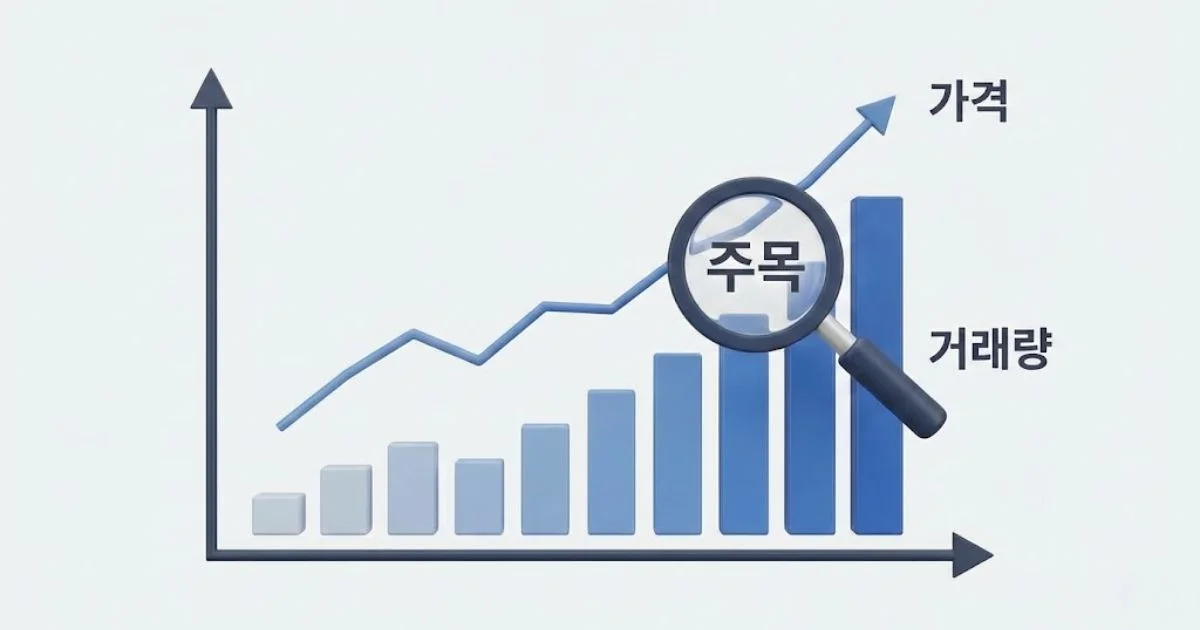 거래량 막대그래프가 증가함에 따라 가격 선 그래프도 상승하는 모습을 표현한 3D 인포그래픽