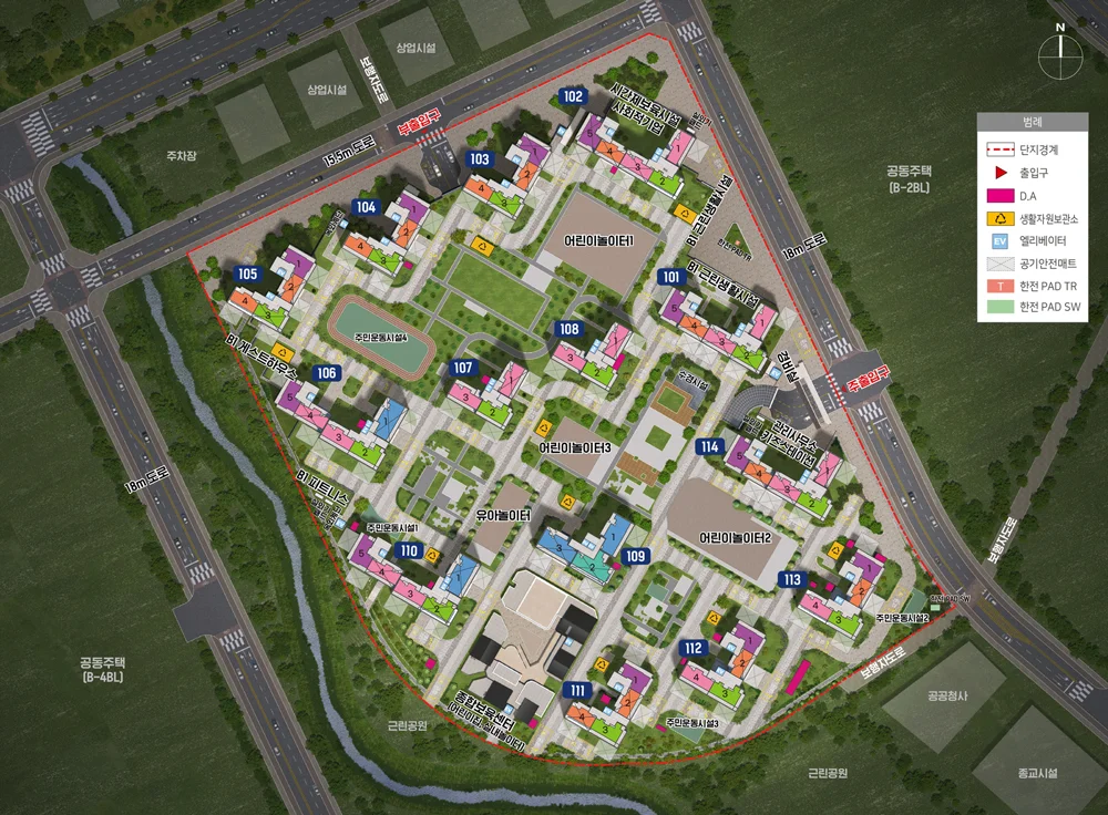 과천 주암 C1블록 단지 배치도 및 동호수 배치