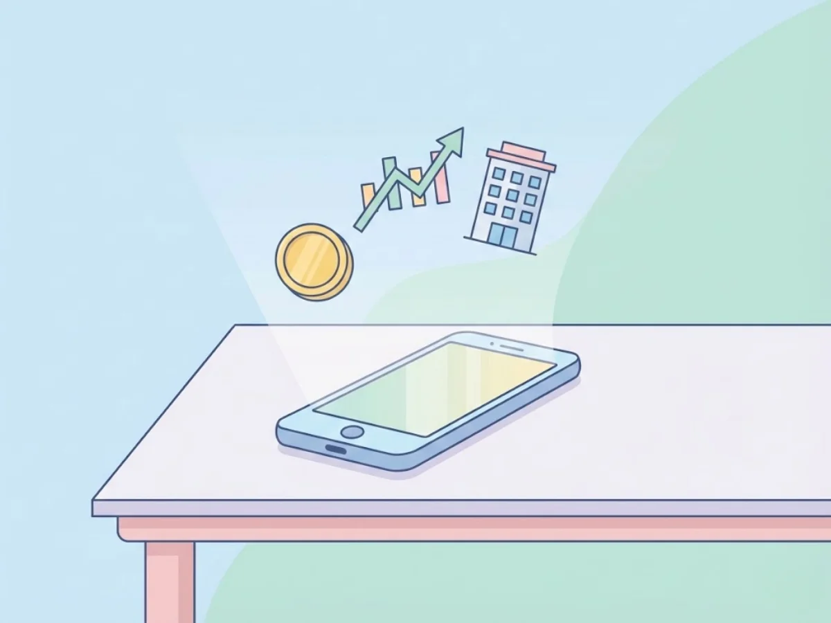 스마트폰으로 중개형 ISA 주식 투자를 하는 모습 일러스트