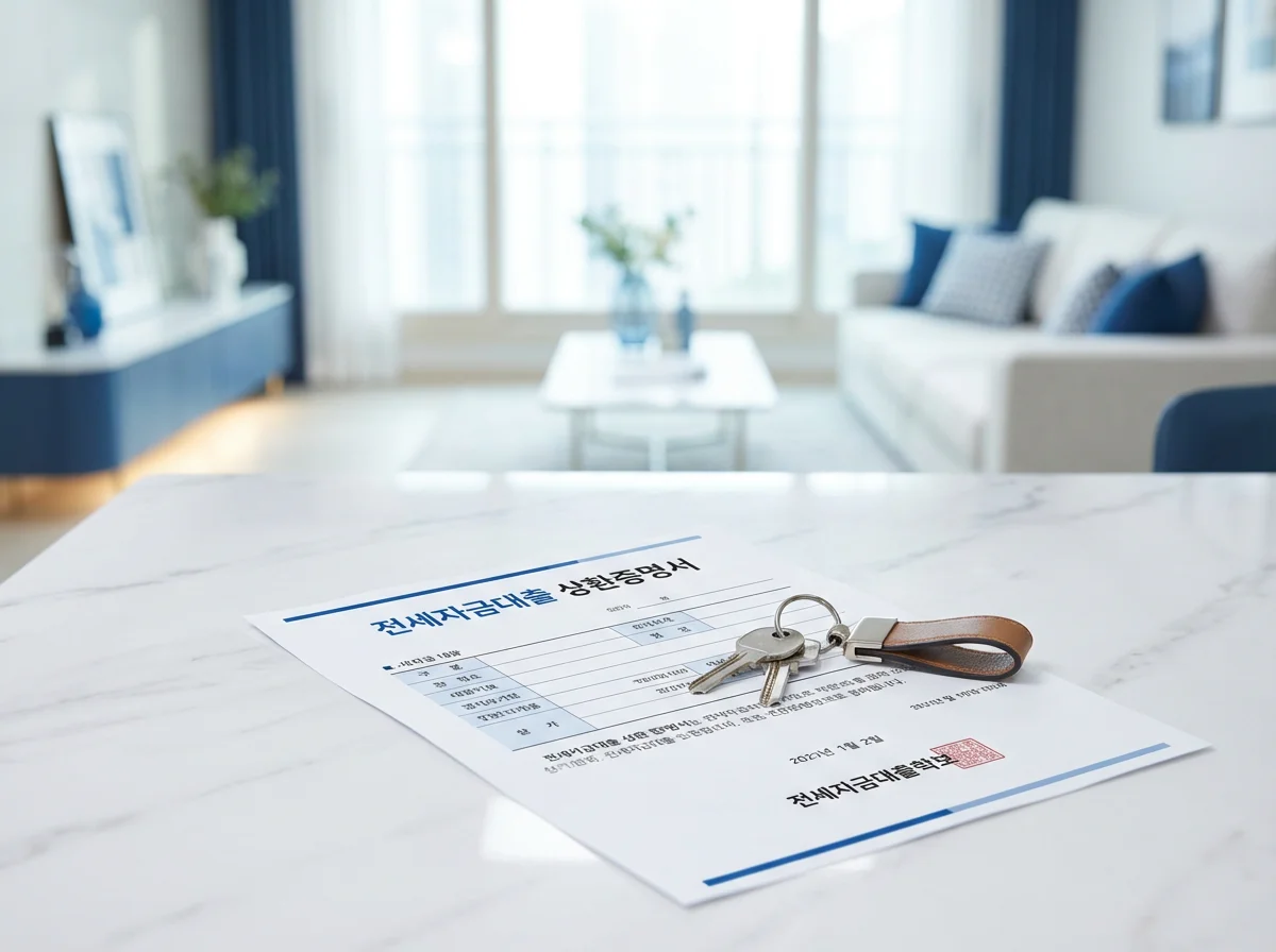 2026년 부동산 연말정산 전세자금 대출 상환 증명서와 열쇠 이미지