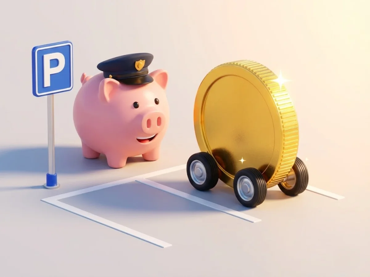 파킹통장 추천, 작은 자동차를 안전하게 주차하는 귀여운 3D 돼지 저금통 캐릭터