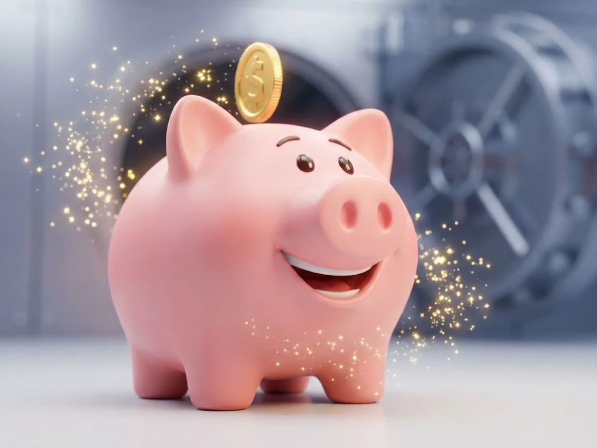 연금저축 세액공제 환급금을 모으는 3D 돼지 저금통 캐릭터