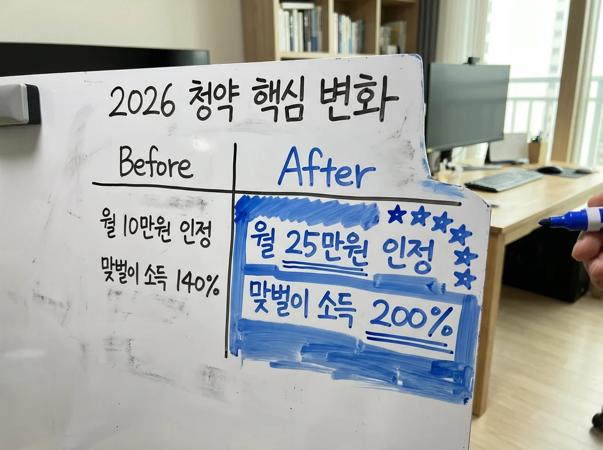 2026년 청약 소득 기준 완화 및 월 납입 인정액 상향 비교표